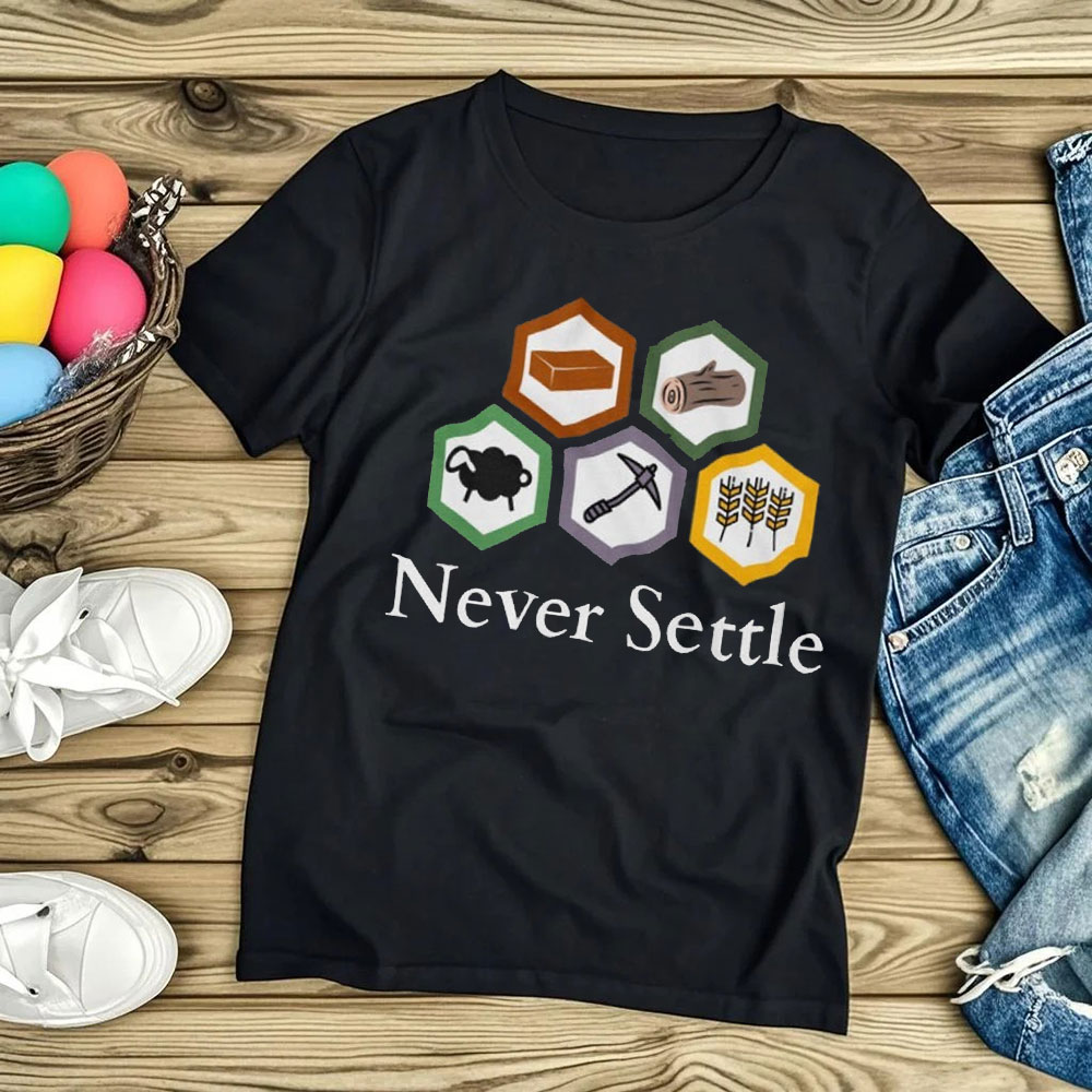 Never Settle Catan 셔츠 빈티지 Sett - Board Game Catan 리뷰 및 가격